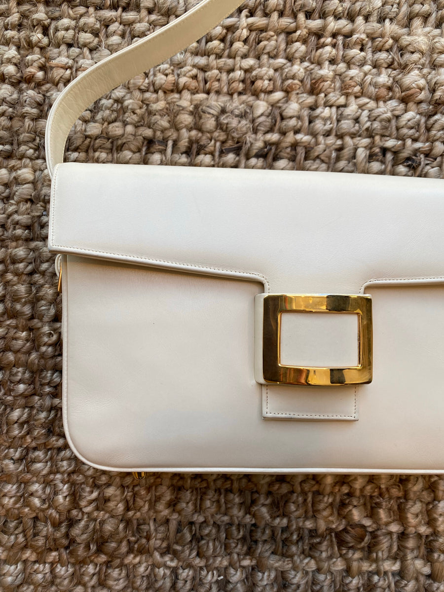 Cream Belt Buckle Handbag