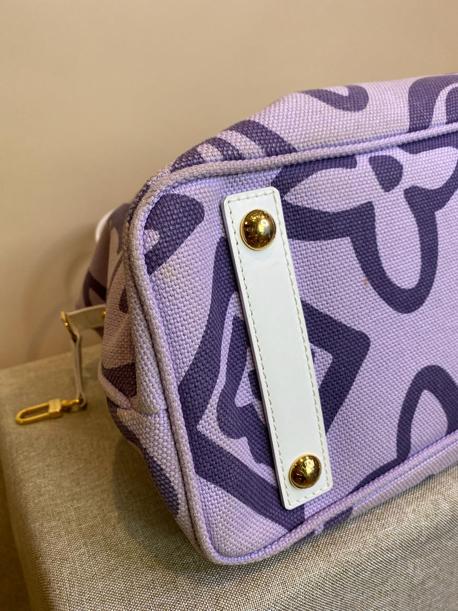 Louis Vuitton White and Purple Monogram Tahitienne Cabas PM, 9