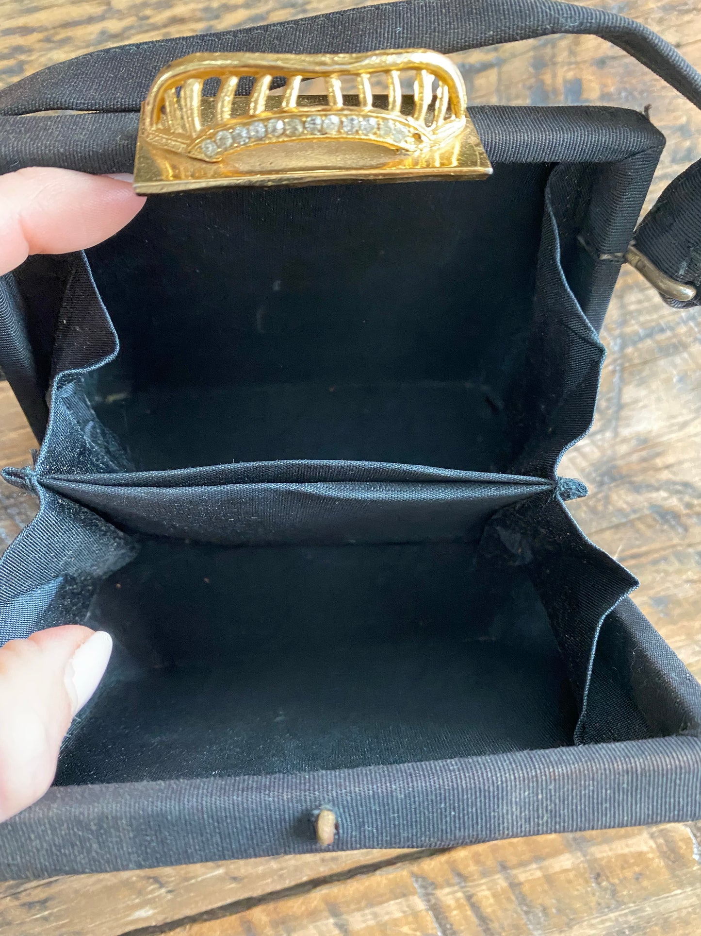 Tiny black box purse, 1950's