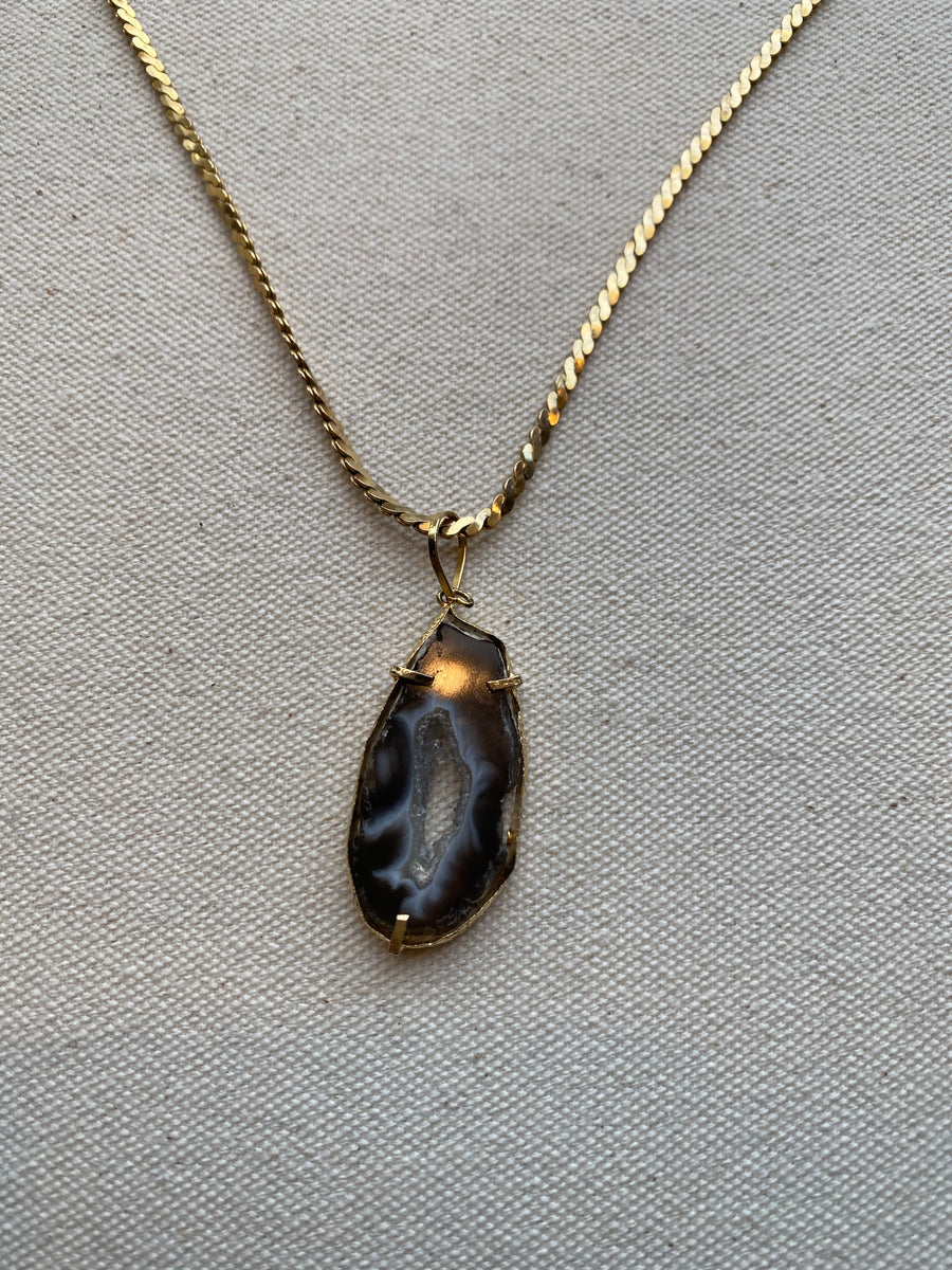 Banded Agate with Druzy Center Necklace