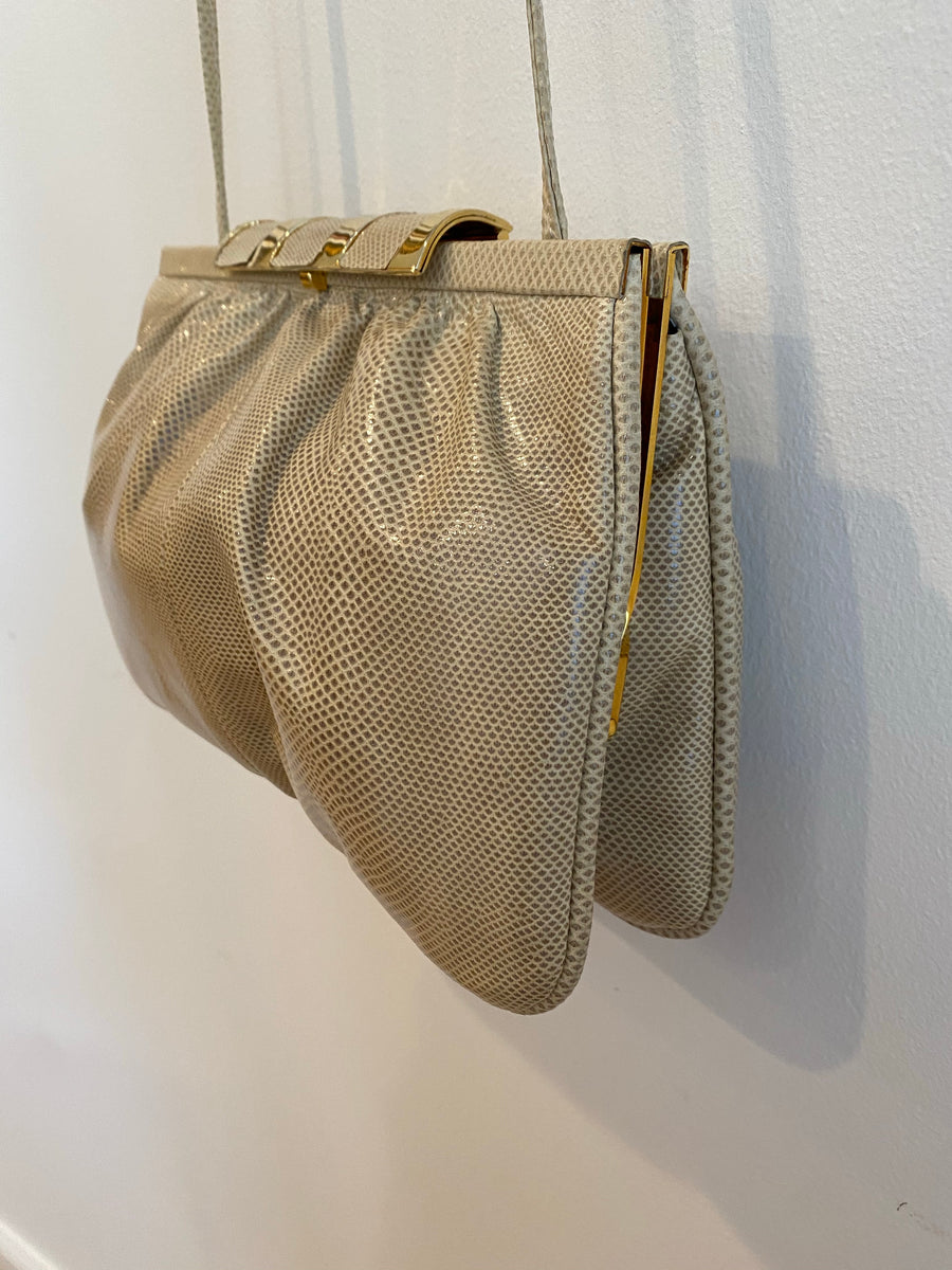 Vintage Susan Gail beige snakeskin clutch