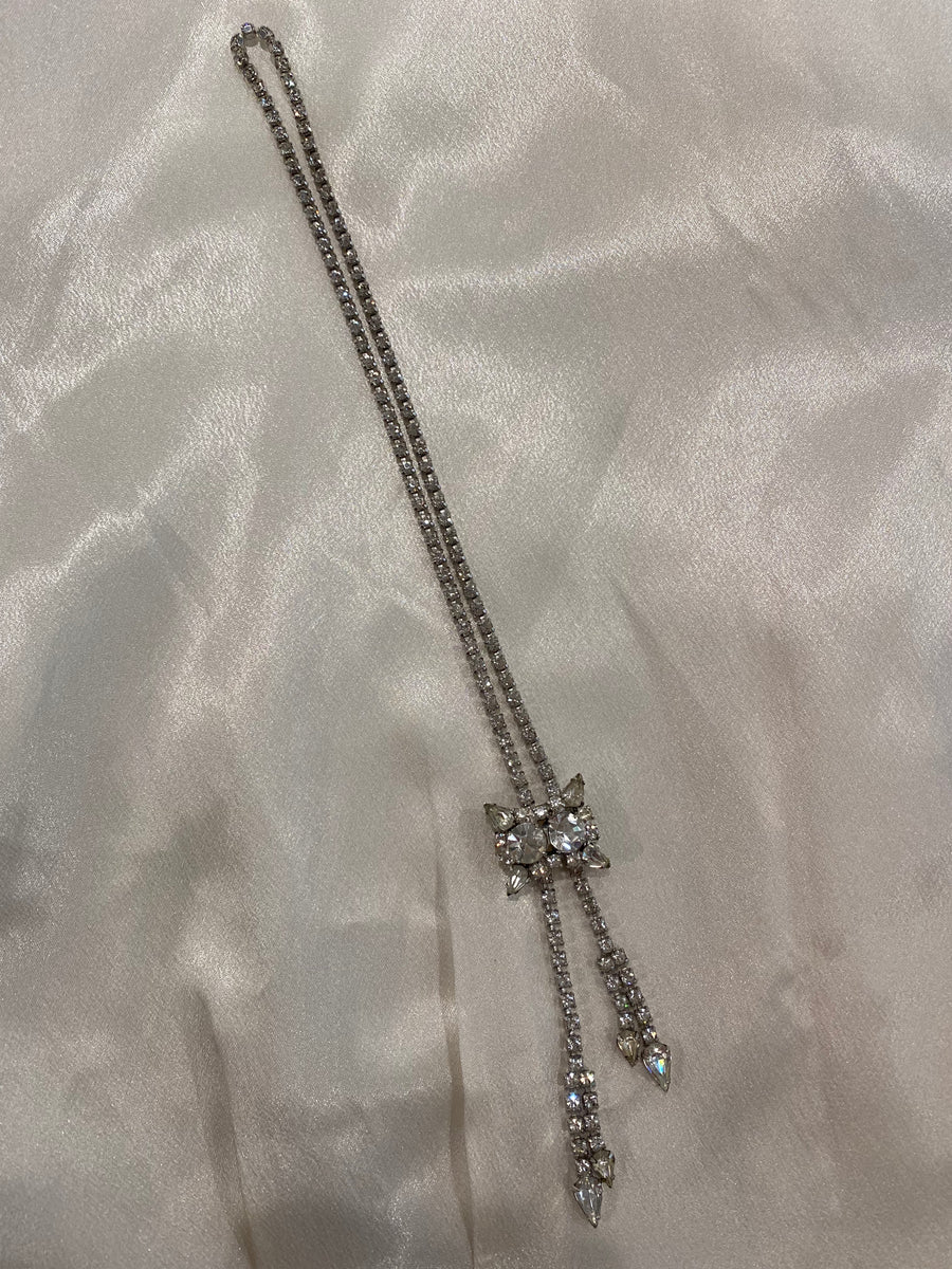 Rhinestone Bolo Tie Necklace