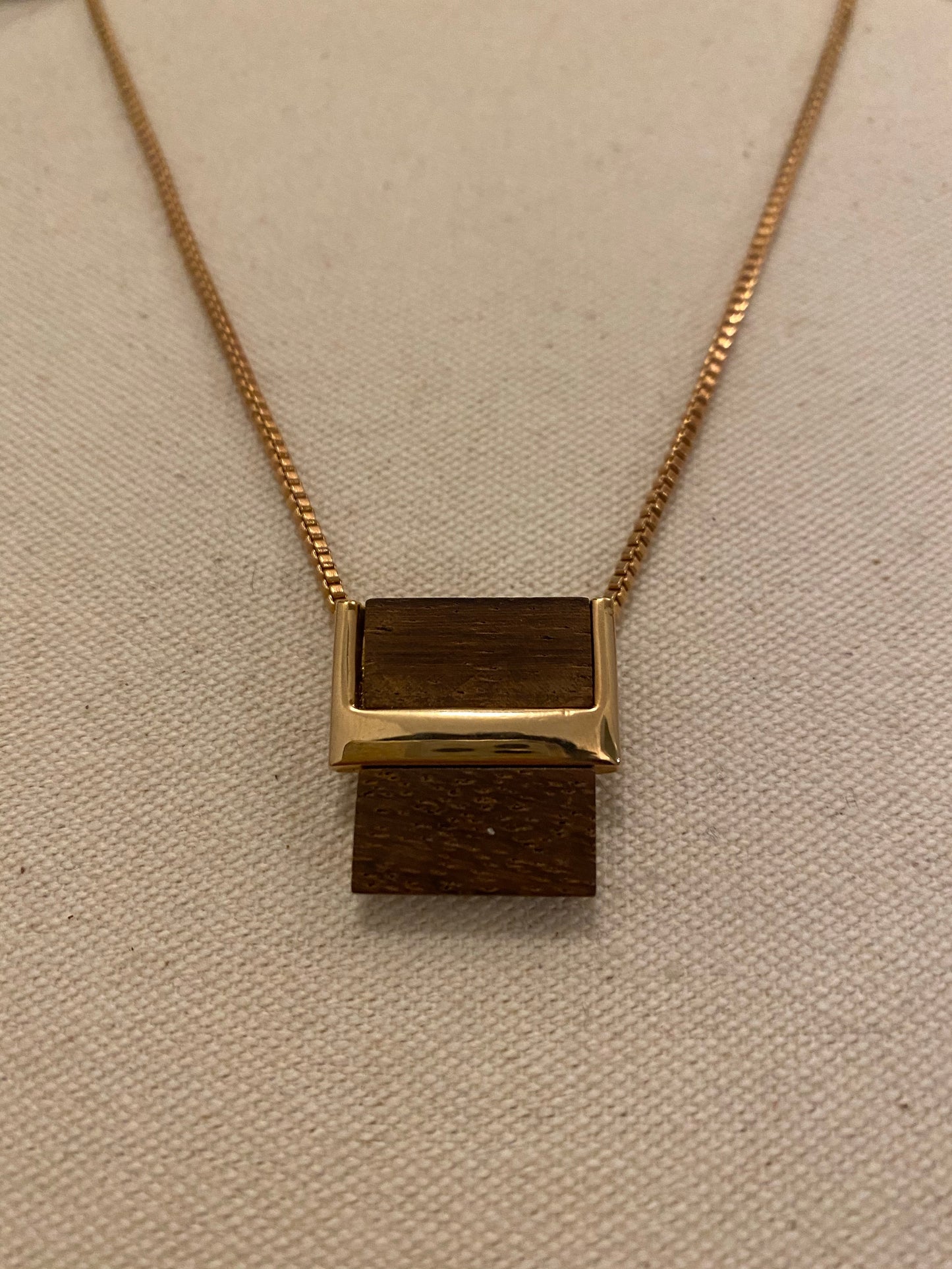 Rose gold and wood necklace, 1970’s