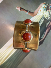 Brass Cuff with Orange Stones