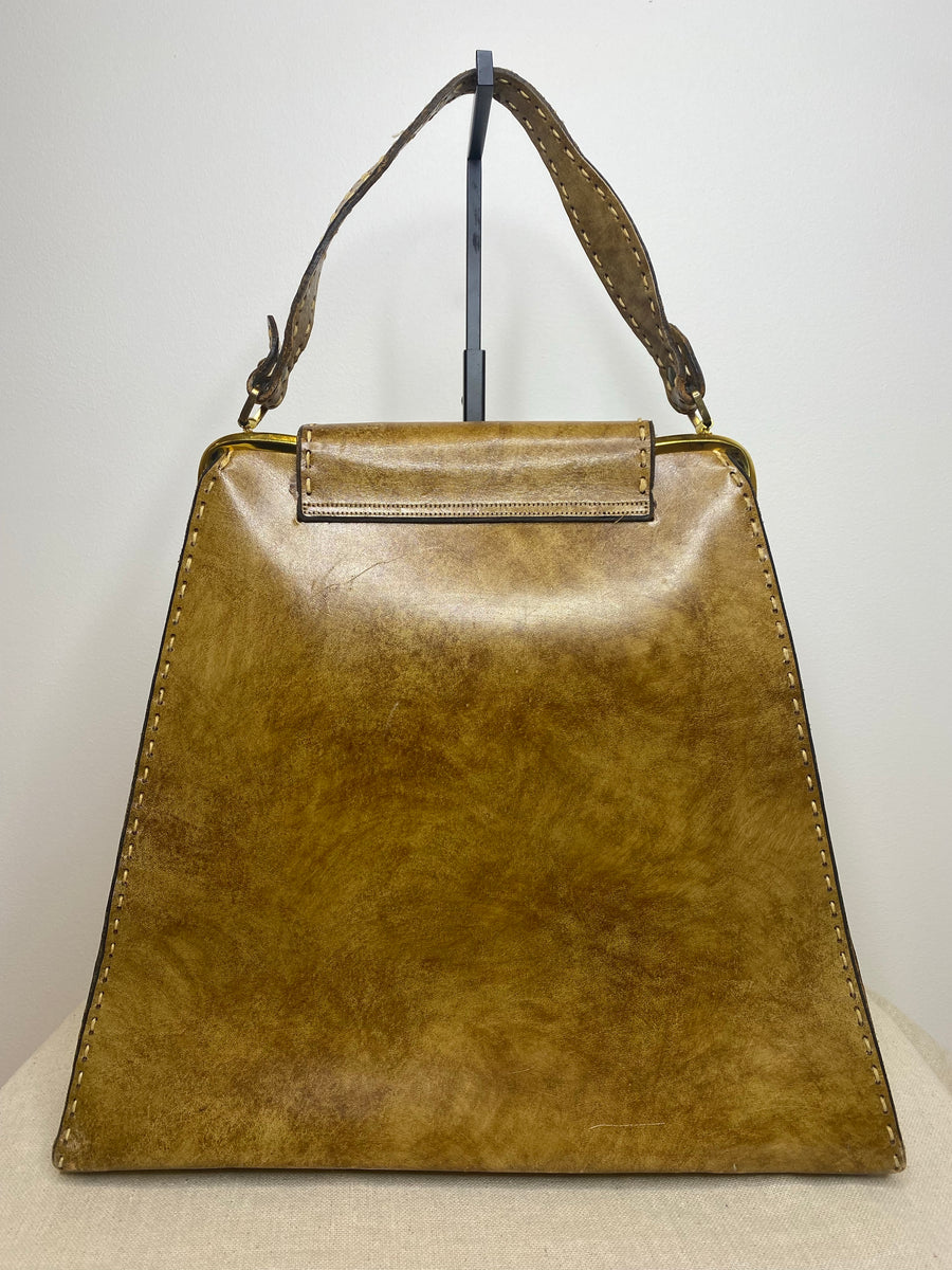 Brown Leather Mirror Bag, 1960's