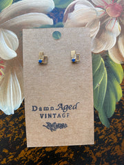 Asymmetrical Blue Crystal Earrings