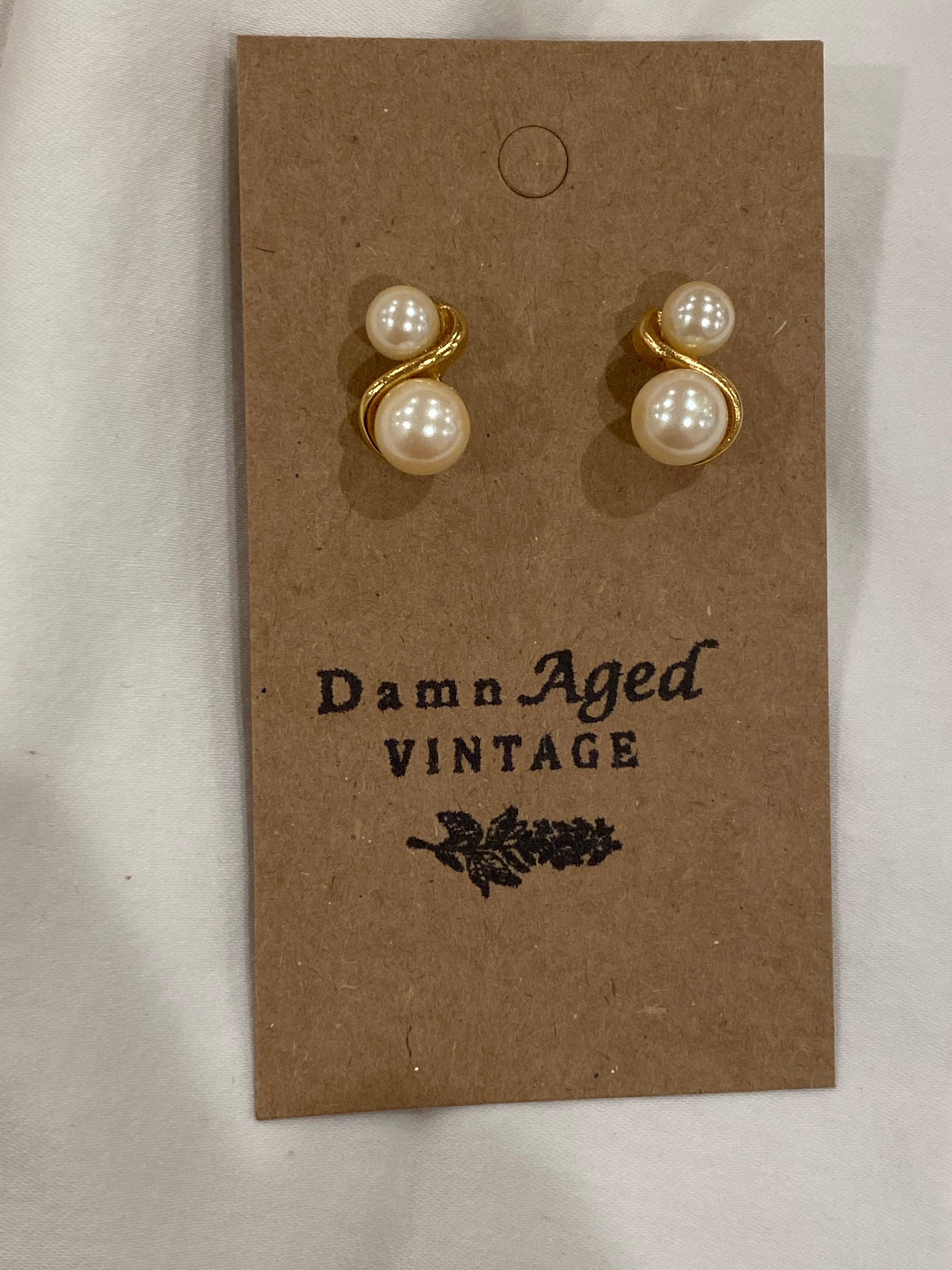 1970's Avon Twisty Double Pearl Earrings