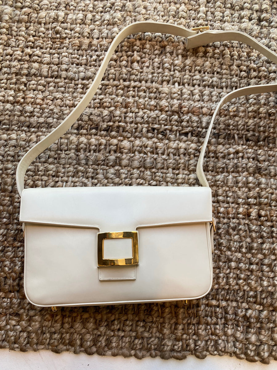 Cream Belt Buckle Handbag