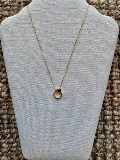 Heart and Hexagon Necklace
