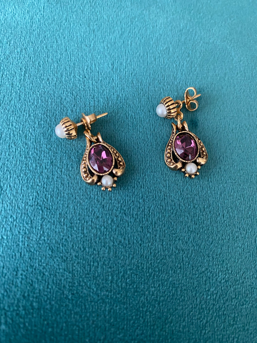 Avon Earrings Purple Small Dangle