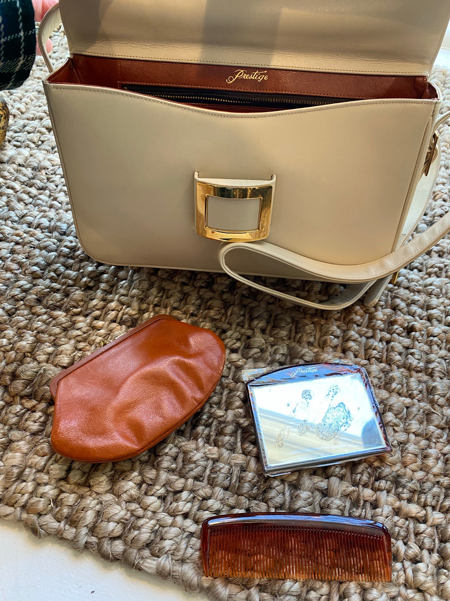 Cream Belt Buckle Handbag