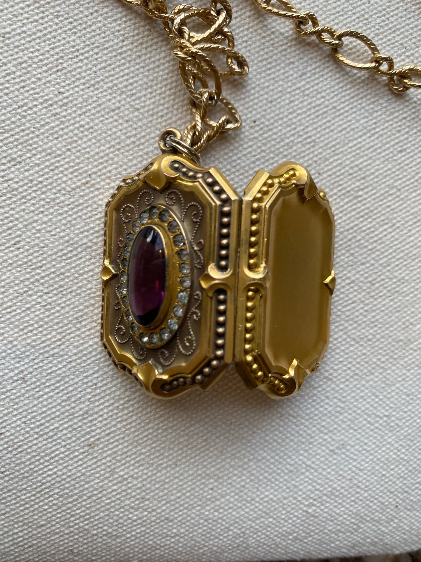 Antique Locket with purple stone, 1920's