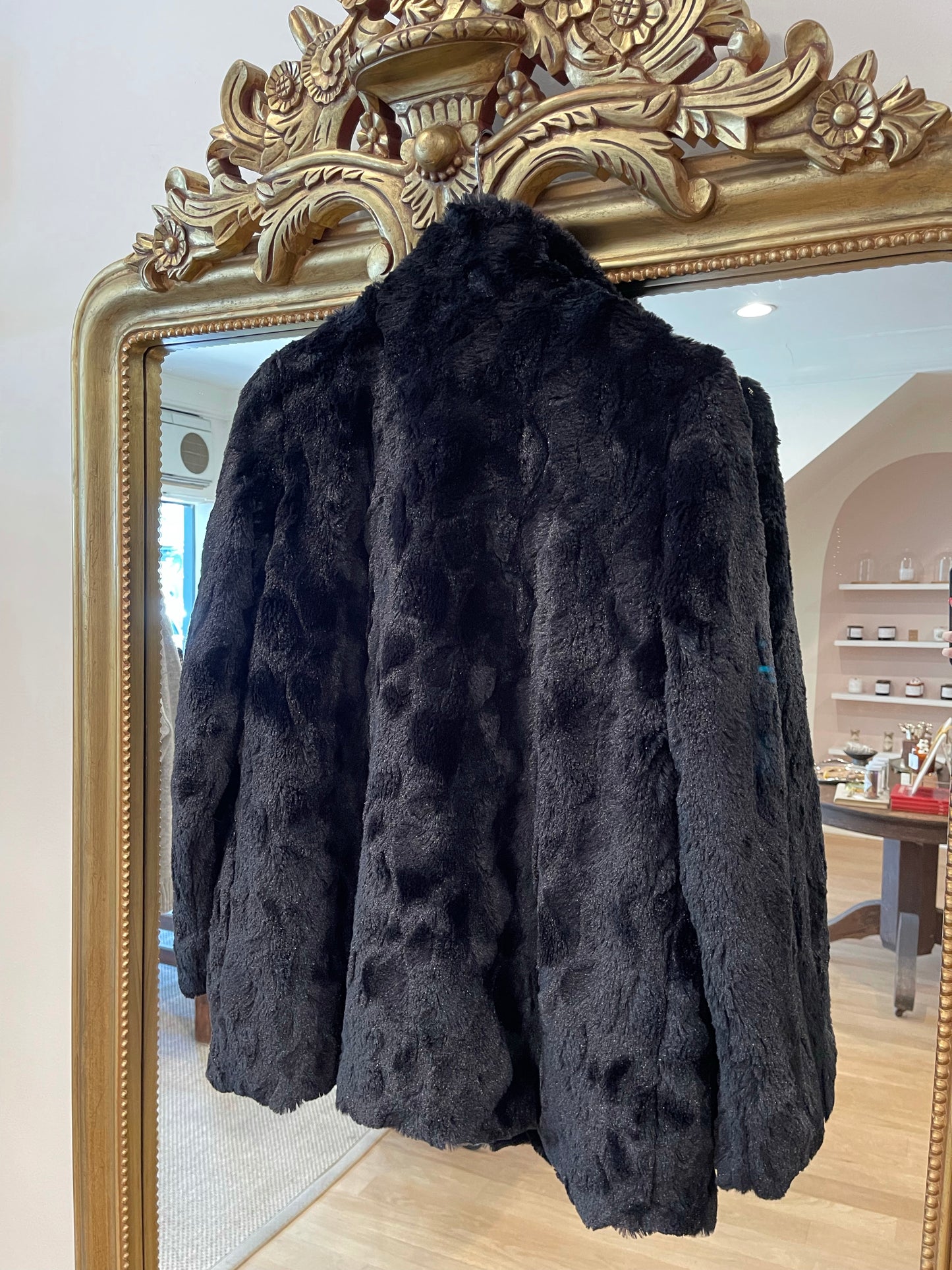 Faux Black Fur Coat, 1990's