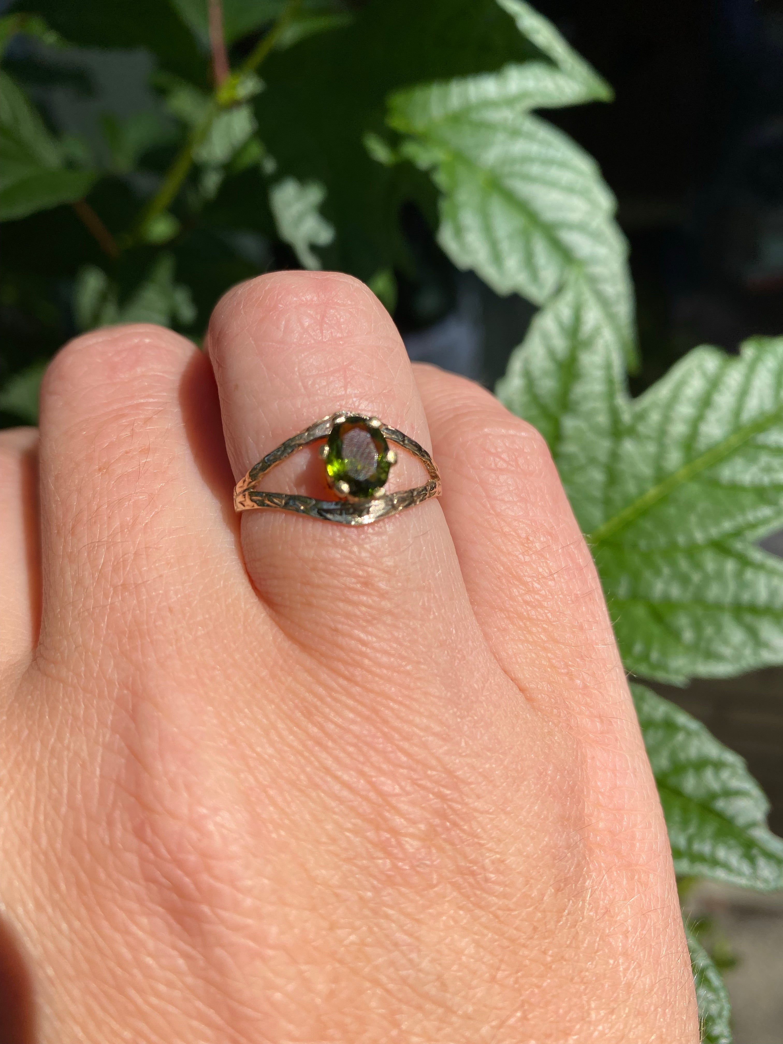 Gold Ring with Peridot Stone, 1930's