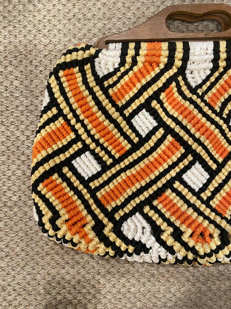 Woven Purse, Wooden Handle, 1960's