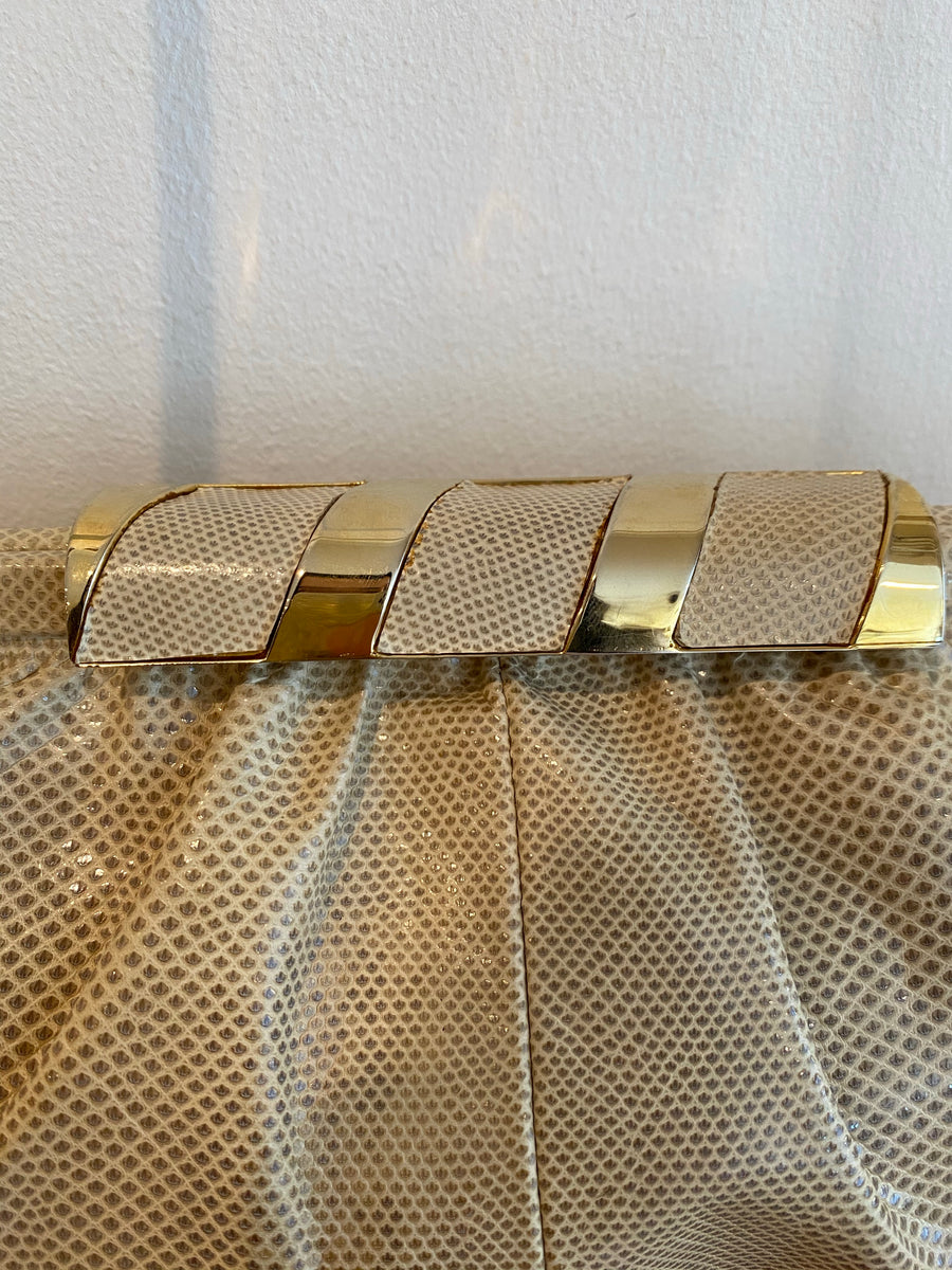 Vintage Susan Gail beige snakeskin clutch