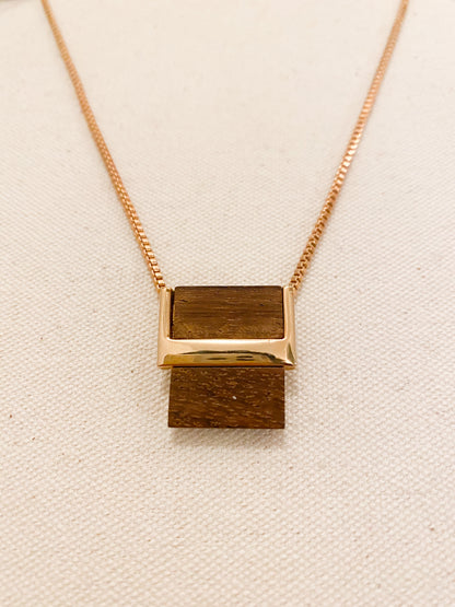 Rose gold and wood necklace, 1970’s
