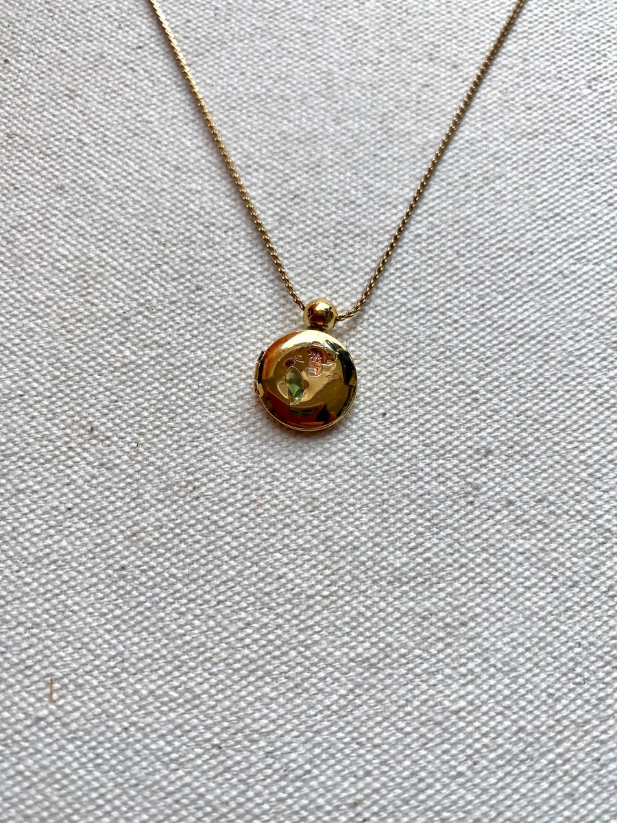 Tiny Gold Floral Locket