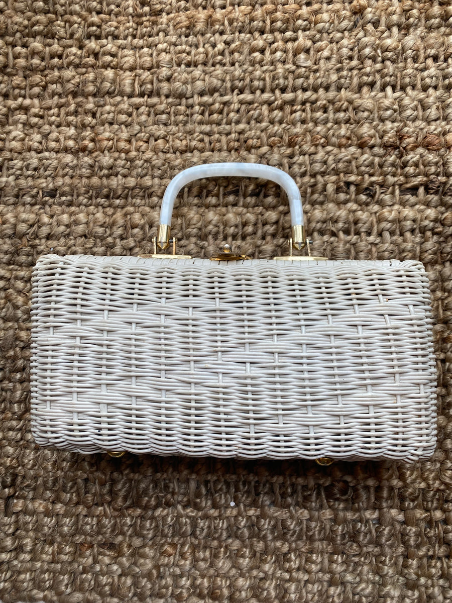 White Wicker Bag, 1960's