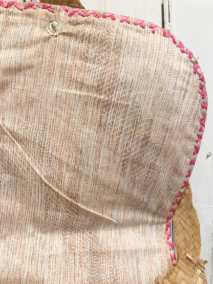 Woven Tri-Colored Floral Shoulder Bag