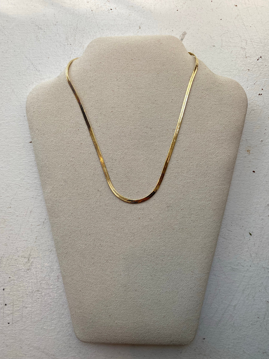 Thin Gold Herringbone Necklace