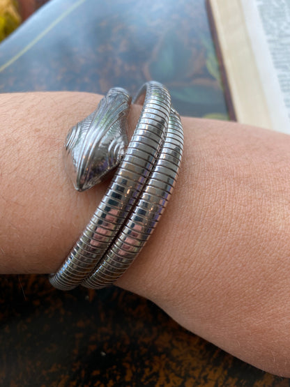 Silver Coiled Snake Bracelet