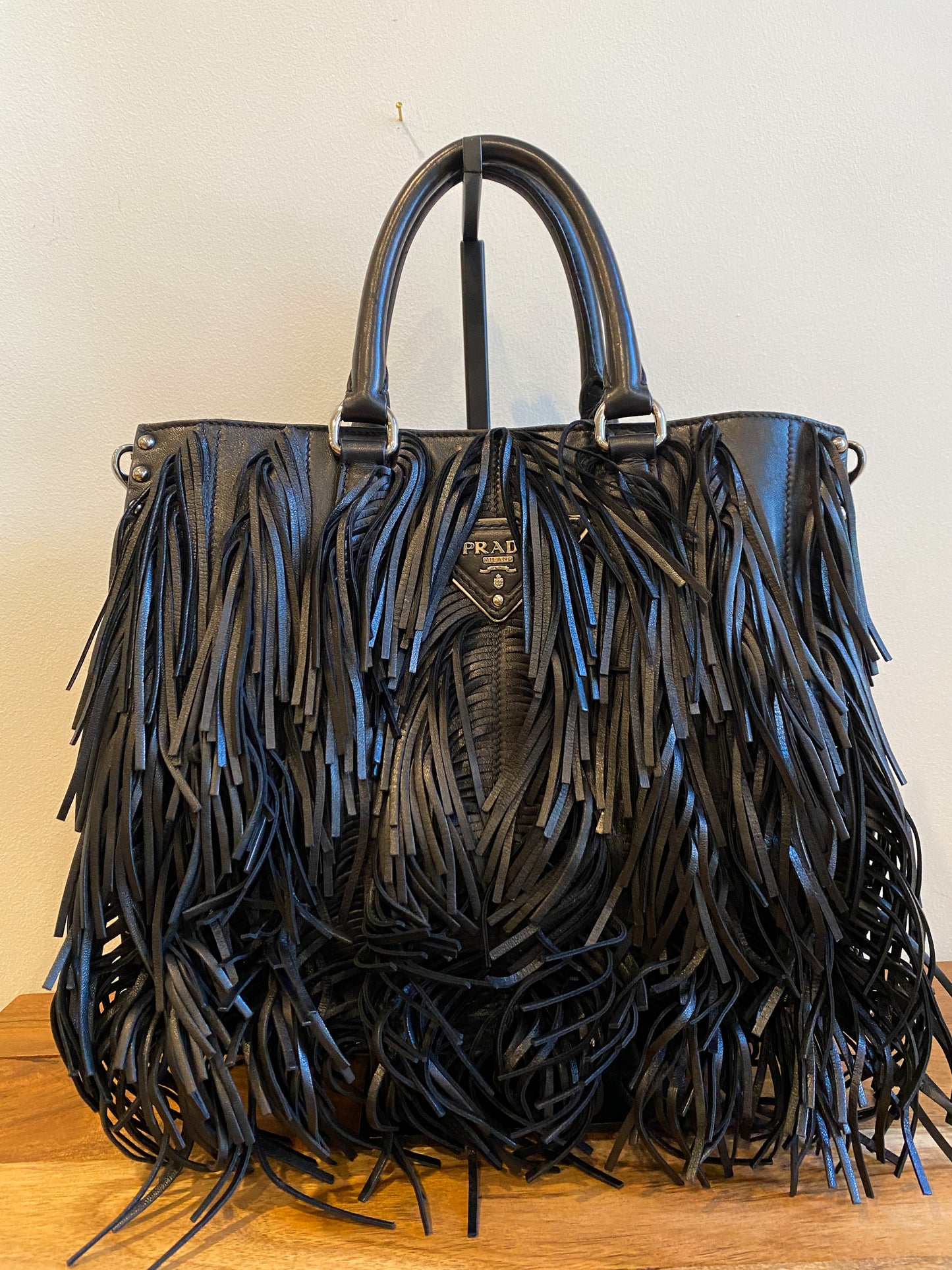 Prada Nappa Fringe Tote Nero Black