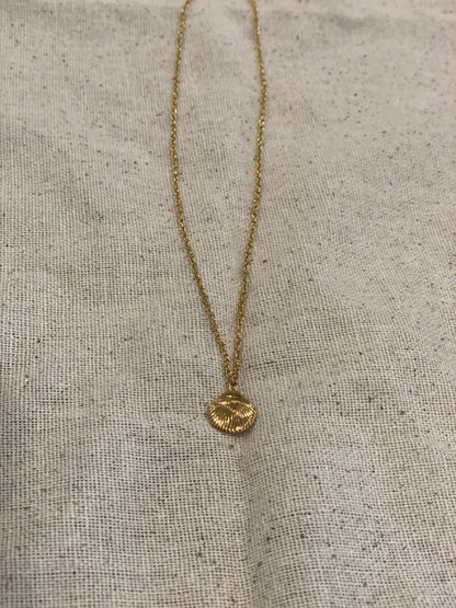 Tiny gold shell necklace