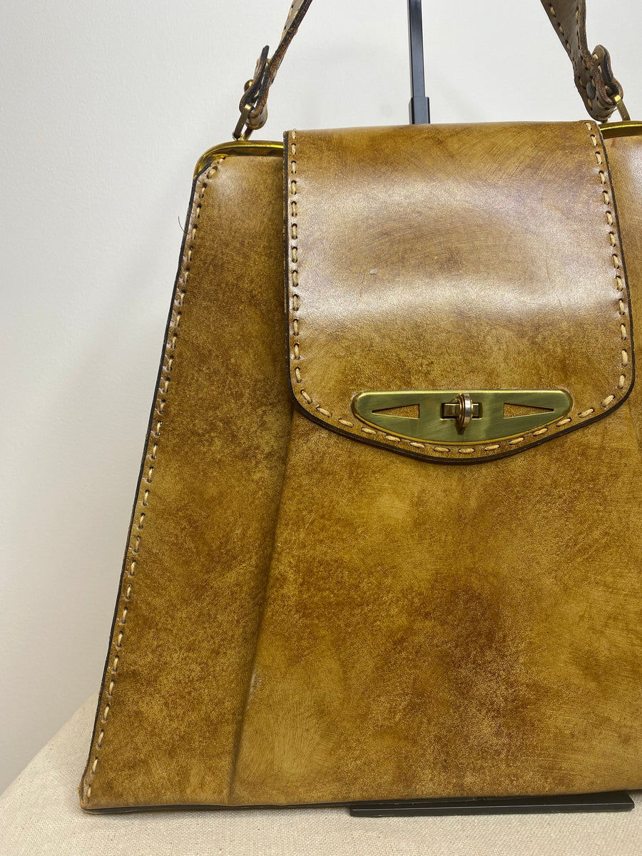 Brown Leather Mirror Bag, 1960's