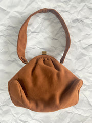 B Altman brown ultra suede snap purse, 1950's