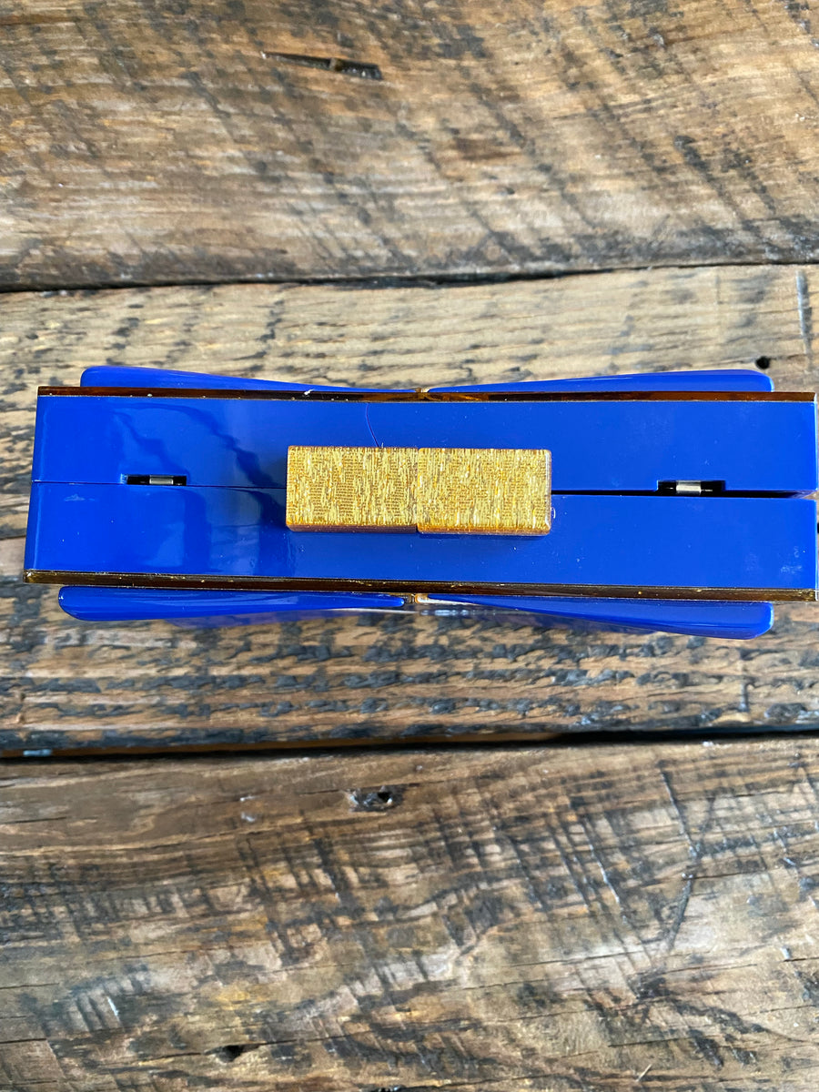 Royal Blue & Gold Box Clutch, 1960's