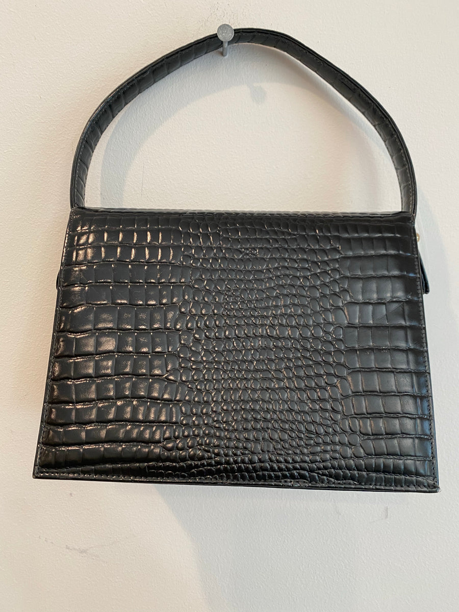 Black Lock and Key Enclosure Handbag