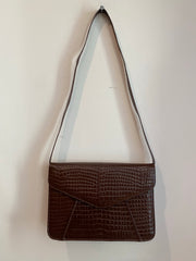 Brown Faux Crocodile Handbag