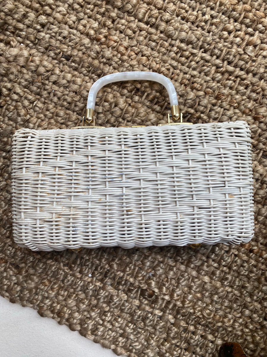 White Wicker Bag, 1960's