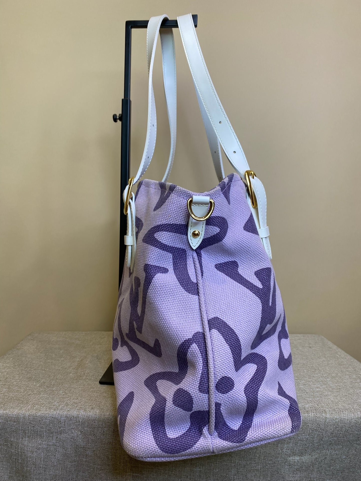 Louis Vuitton White and Purple Monogram Tahitienne Cabas PM, 9