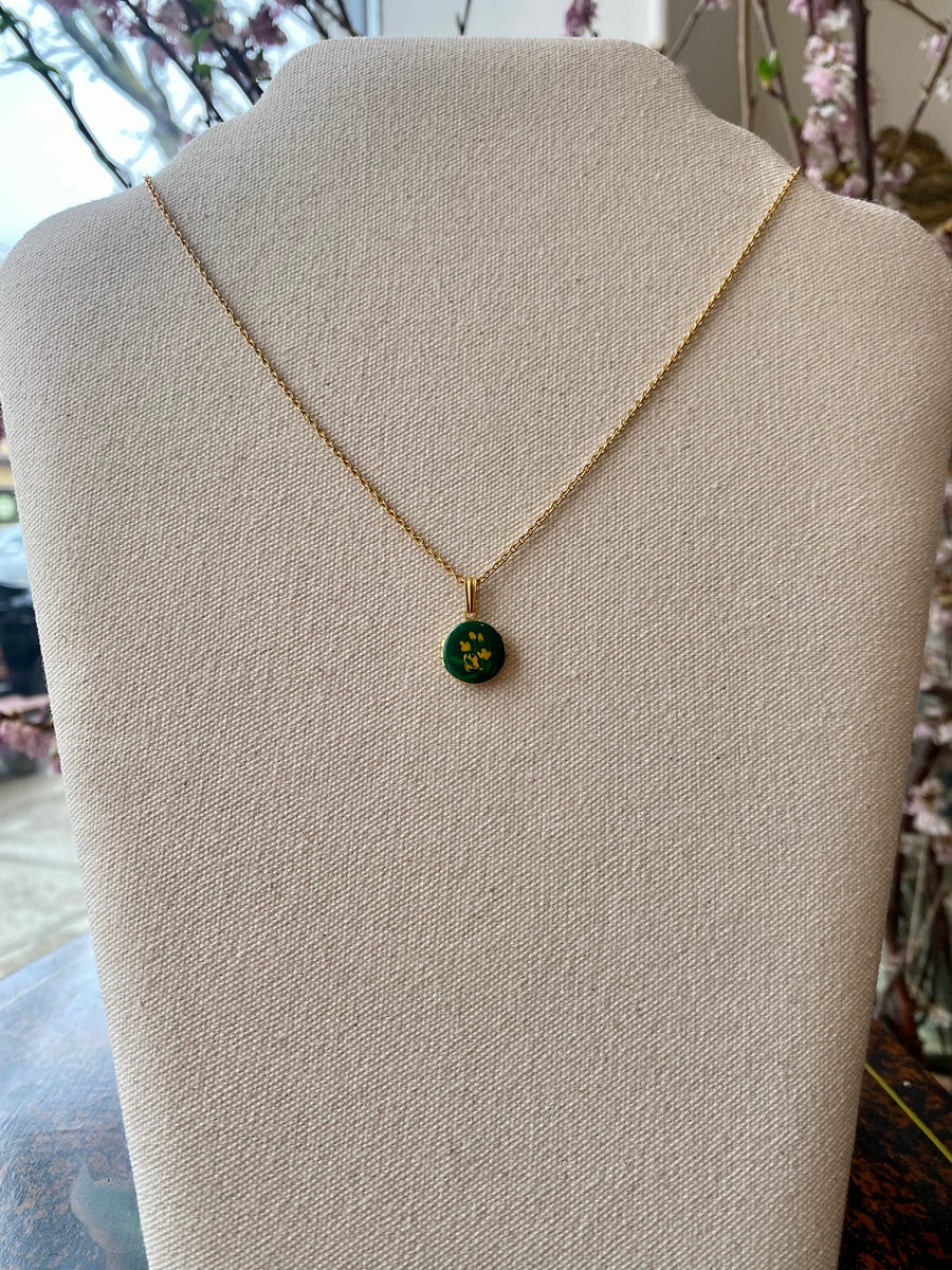 Emerald Floral Locket Necklace