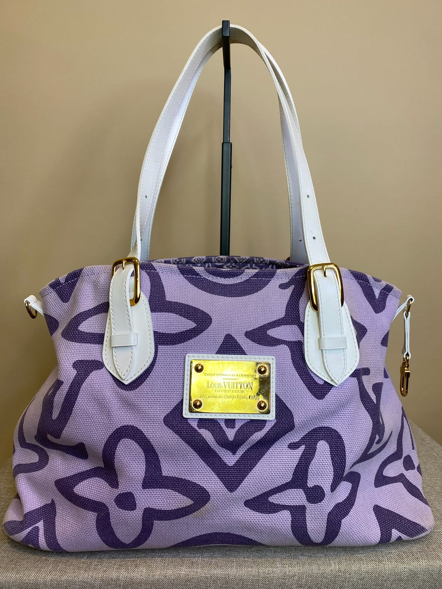 Louis Vuitton White and Purple Monogram Tahitienne Cabas PM, 9