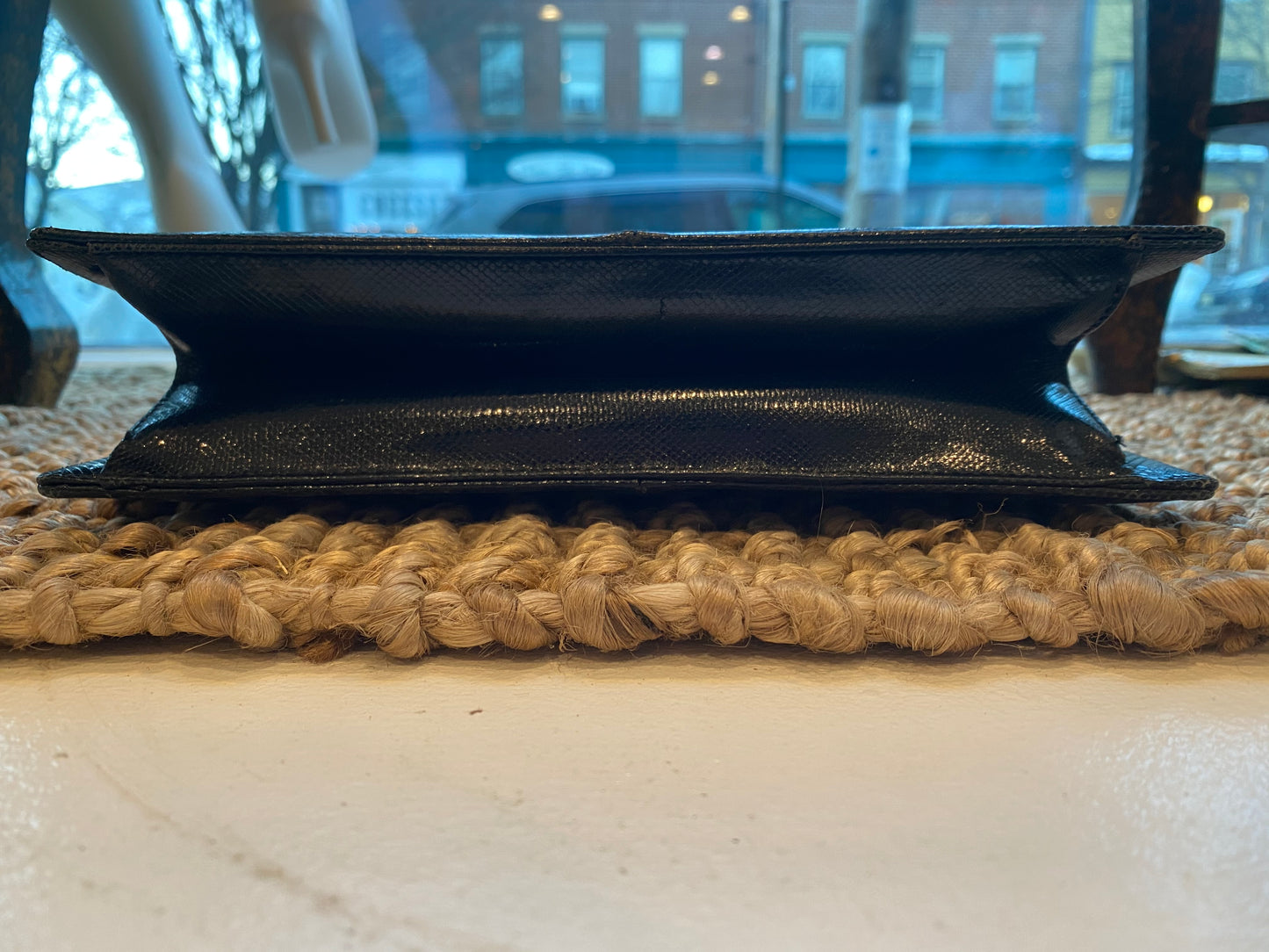 Sparkle Clasp Black Clutch with Hideaway Strap