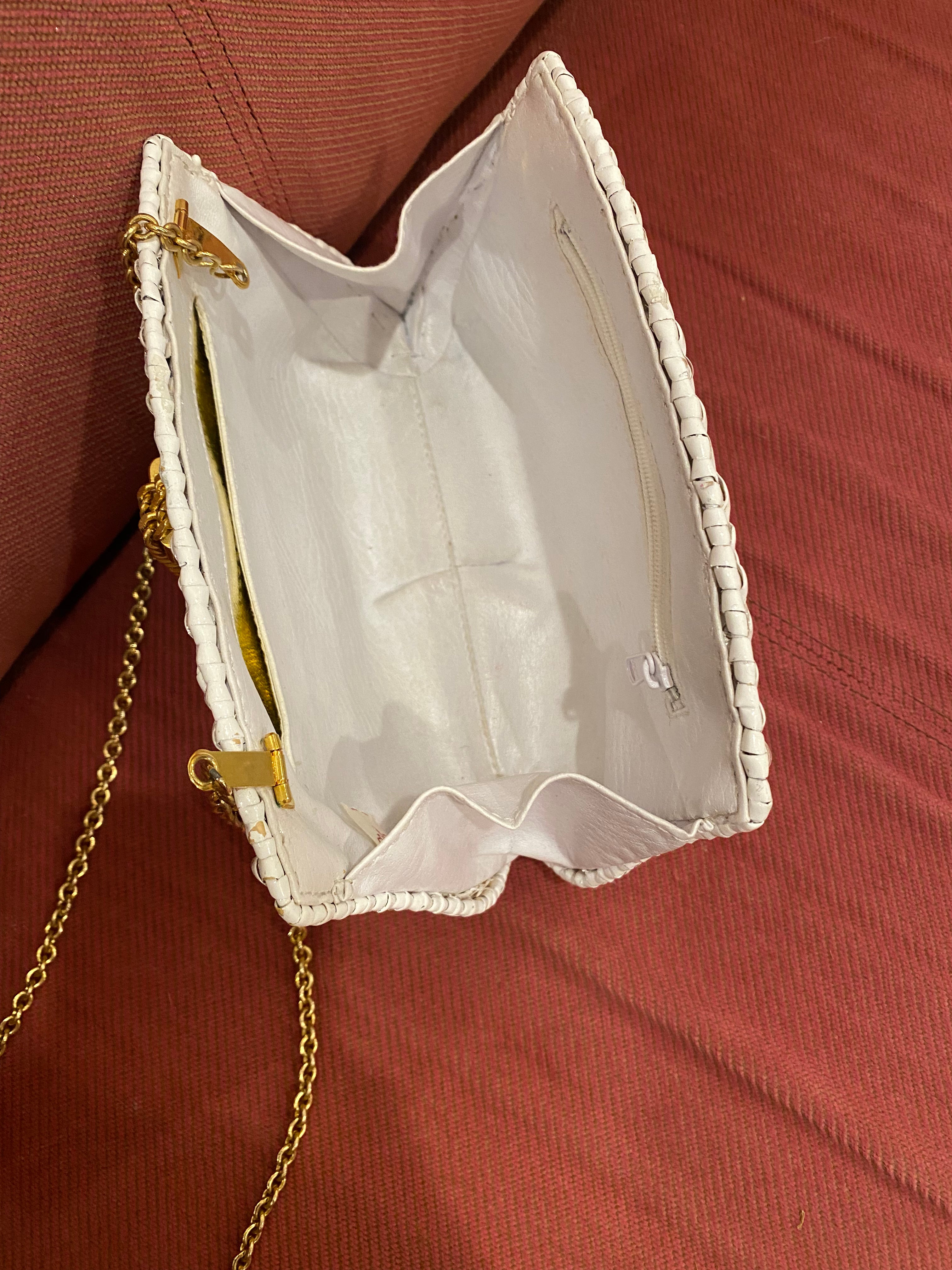 1960's White Woven Purse