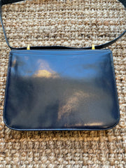 Navy Blue Handbag with Gold "H" Enclosure