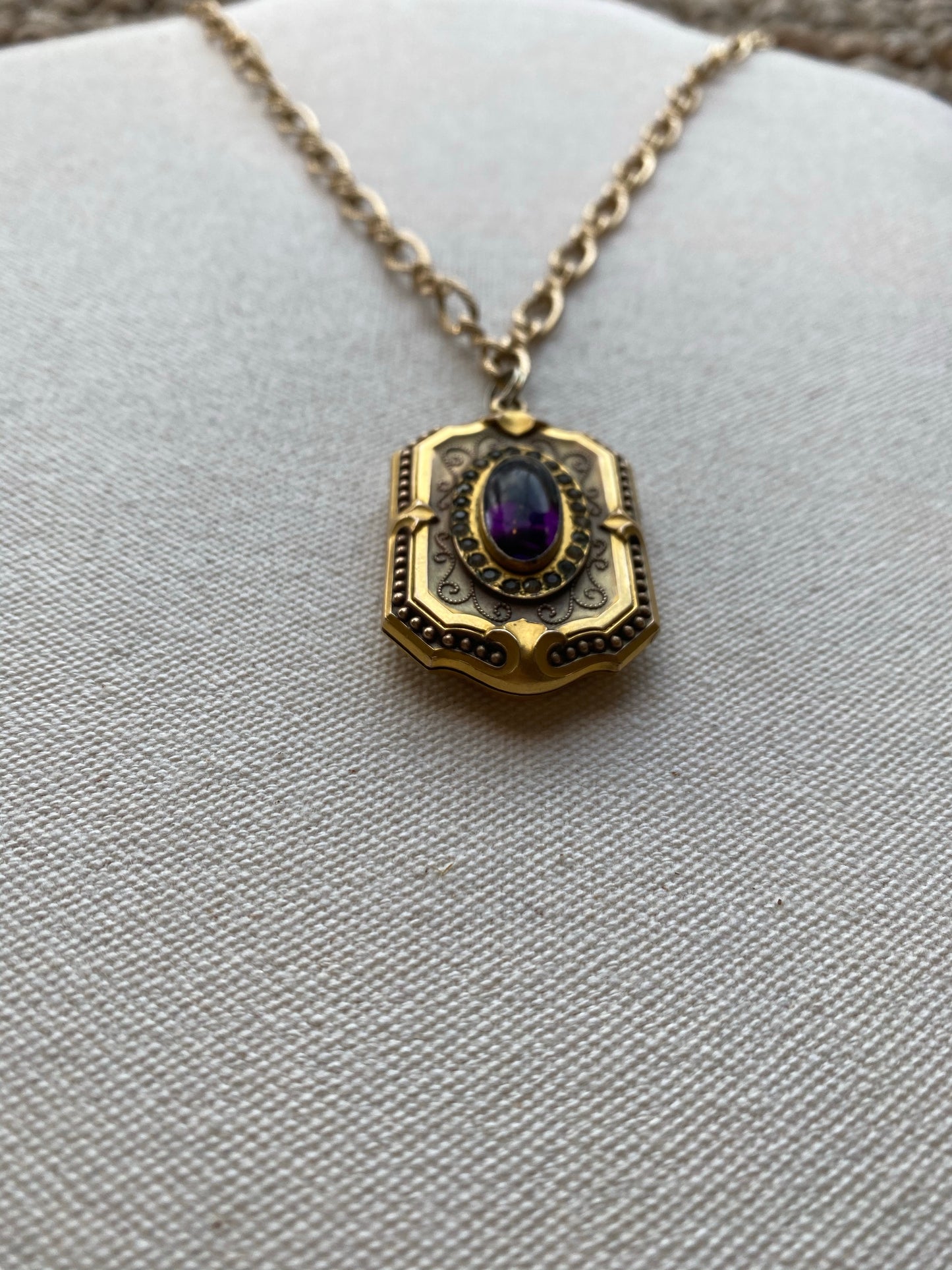 Antique Locket with purple stone, 1920's