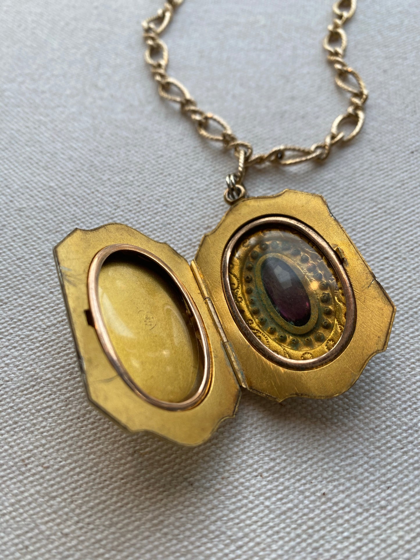 Antique Locket with purple stone, 1920's