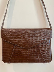 Brown Faux Crocodile Handbag