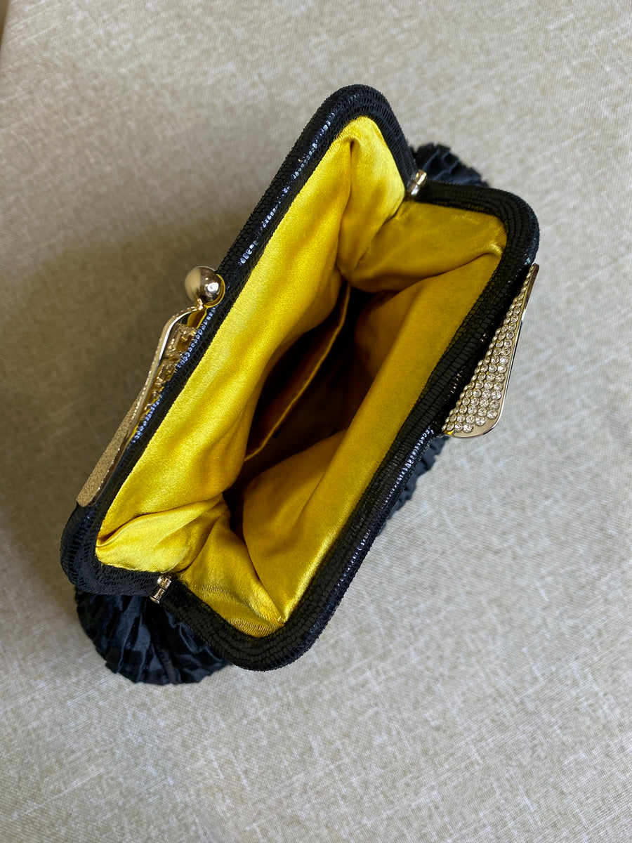 Fendi, Rhinestone Black Satin Clutch, 8