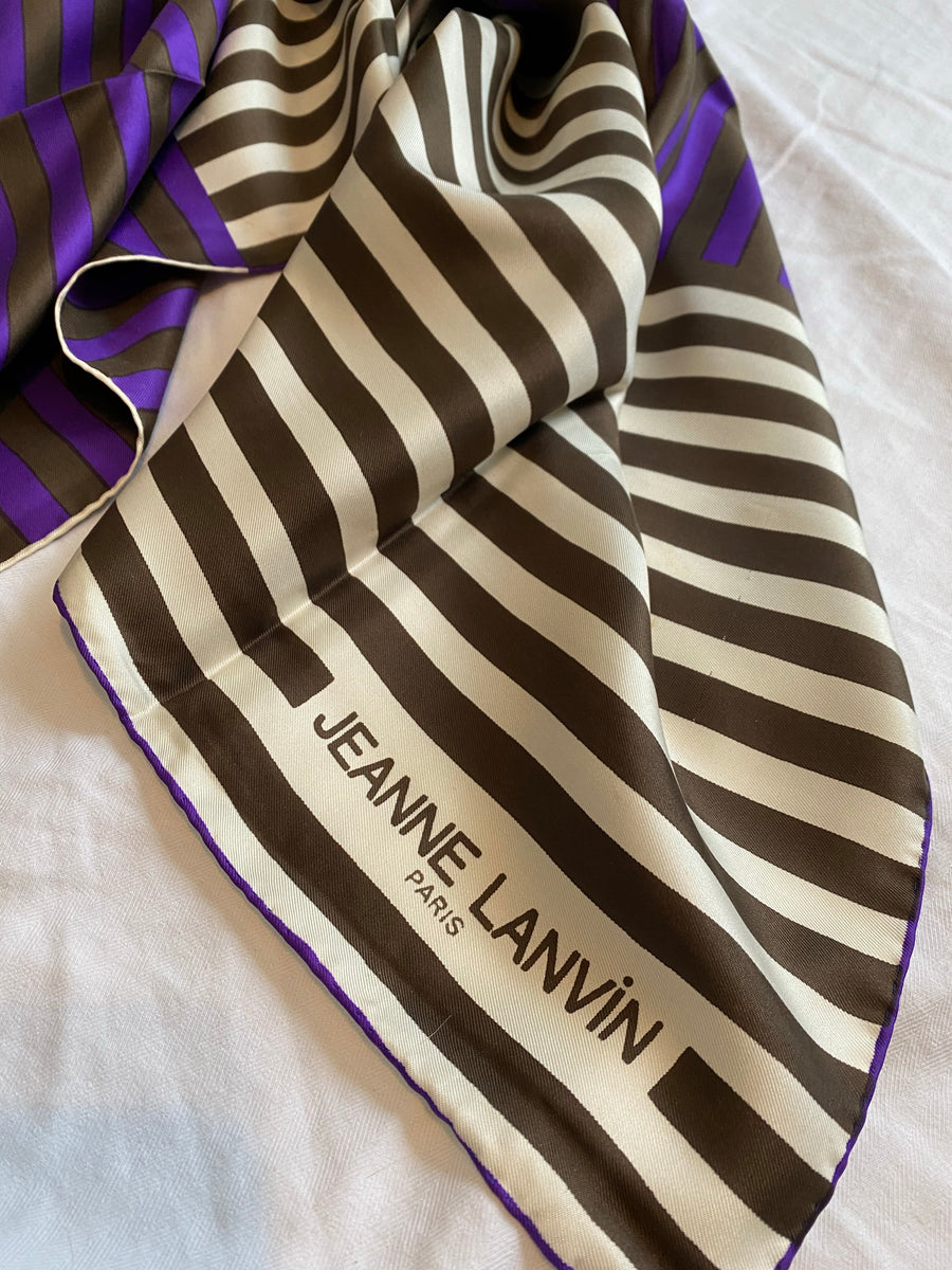 Purple Stripe Black and White Vintage Scarf, 1960's