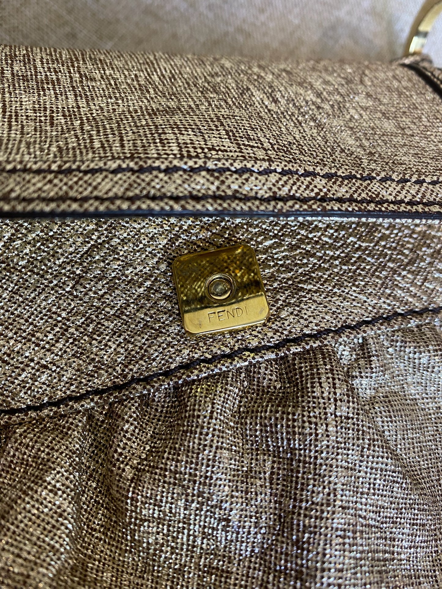 Fendi, Metallic Nappa Mini Chef Shoulder Bag Gold, 26