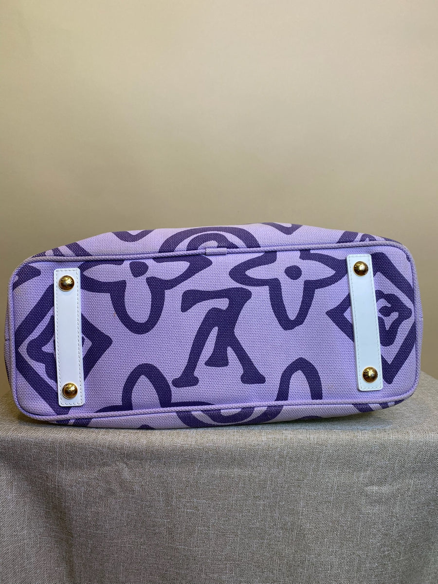 Louis Vuitton White and Purple Monogram Tahitienne Cabas PM, 9