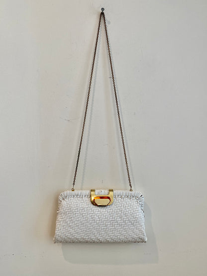 White Wicker Bag with Chain Strap