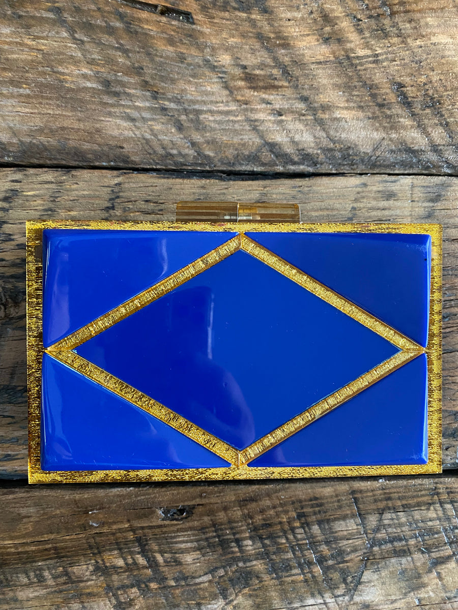 Royal Blue & Gold Box Clutch, 1960's