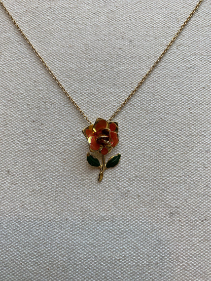 Painted Rose Necklace